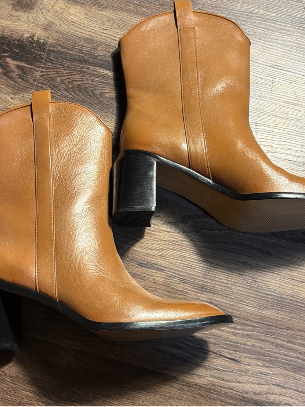 Everlane The Outlaw Saddle Brown Leather Boot Sz 8 Block Heel Western Boho New